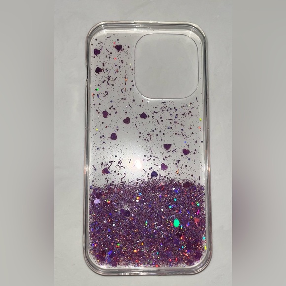 iPhone 14 pro pink hearts glittery slim phone case - Picture 3 of 3